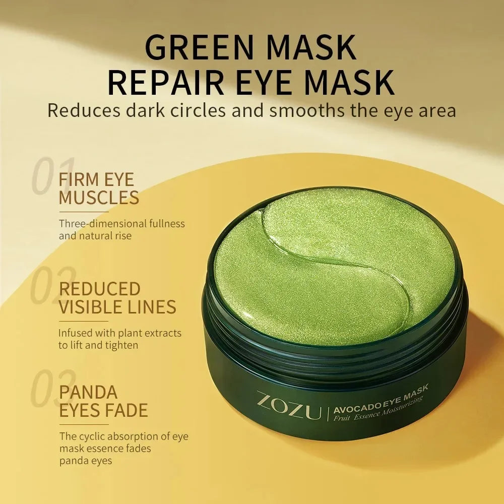 60/120PCS Avocado Gold Eye Masks – Anti-Wrinkle, Moisturizing & Dark Circle Treatment