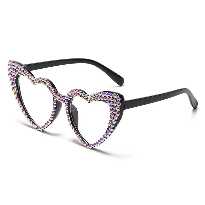 RBB Luxury Diamond Frame Heart Shape Sunglasses – Large UV400 Protection for Women
