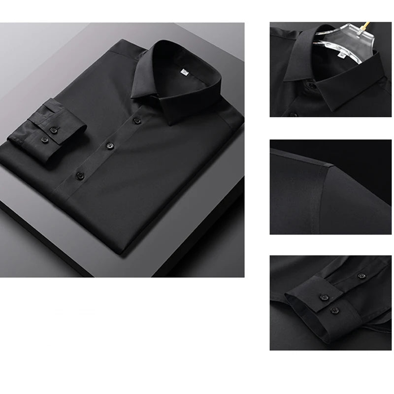 RBB Men's Wrinkle-Resistant Long Sleeve Solid Shirt – Non-Iron Business Casual Top