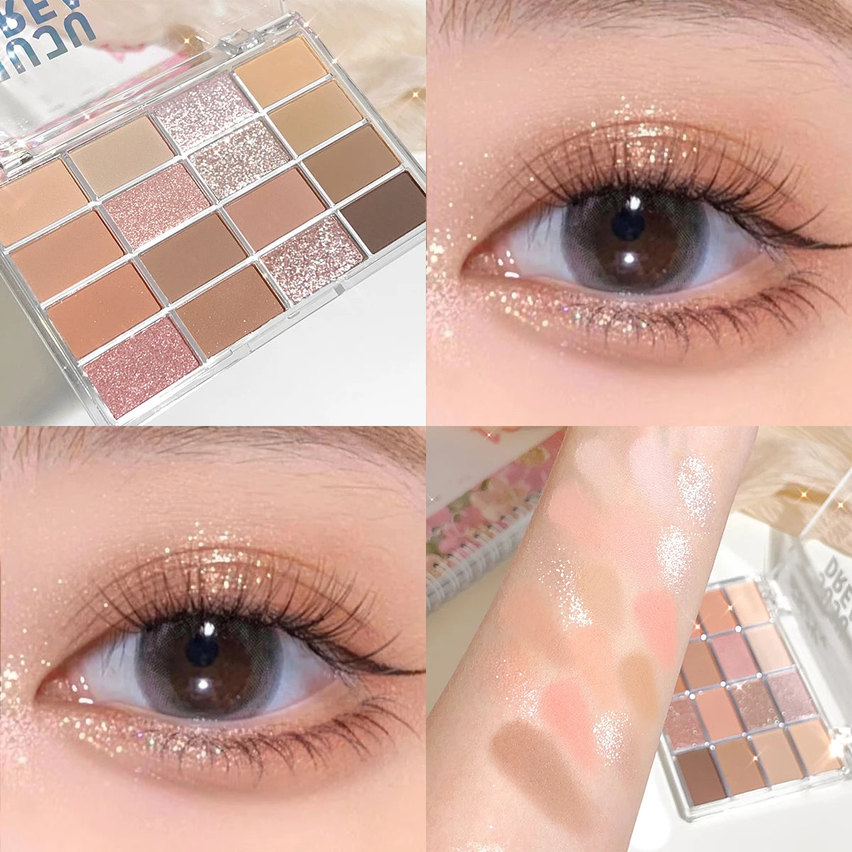 16-Color Eyeshadow Palette – Pearlescent Matte Shades for Natural Daily Makeup