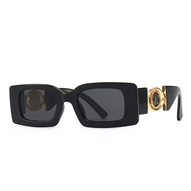 RBB Vintage Rectangle Sunglasses – Luxury Black Square UV400 Eyewear for Men & Women
