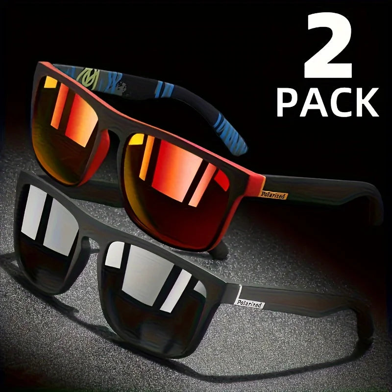 RBB 2PCS Polarized Square Sunglasses – Anti-Glare UV400 Shades for Travel, Party & Driving
