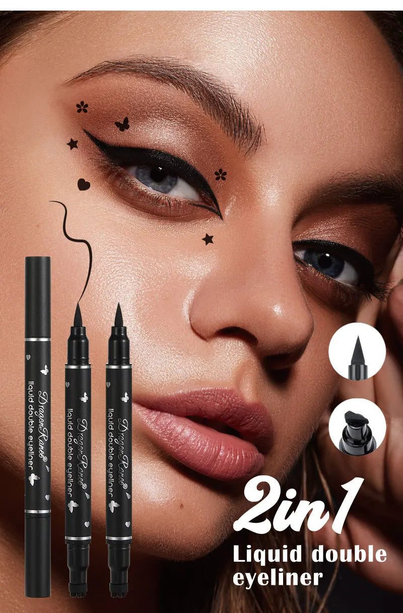 Double-Head Star Seal Eyeliner – Waterproof, Non-Smudge, Embellished Plum Eye Tail for Beginners