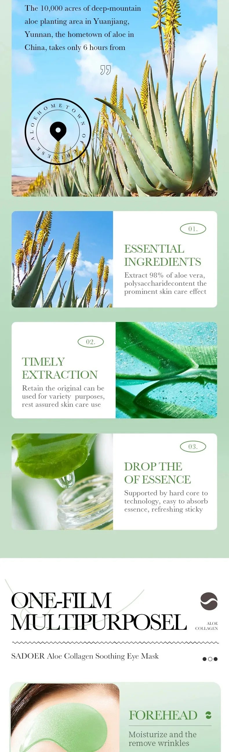 60pcs Aloe Vera Collagen Eye Mask – Anti-Dark Circles, Moisturizing & Anti-Wrinkle Eye Patches