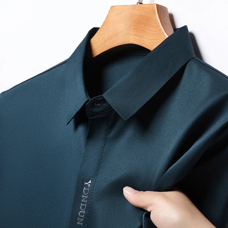 RBB Men’s Business Casual Short Sleeve Shirt – Wrinkle-Resistant Solid Color