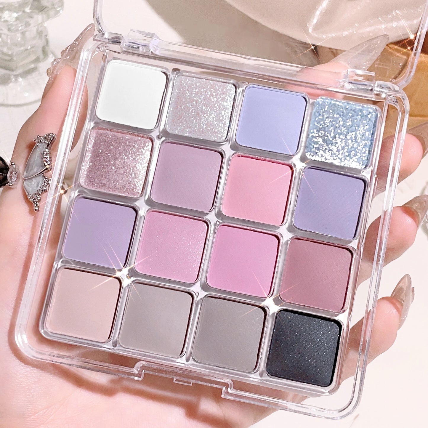 Sixteen-Color Sunset Magic Eye Shadow Palette – Pearlescent & Matte Earth Tones | Korean Makeup Essentials