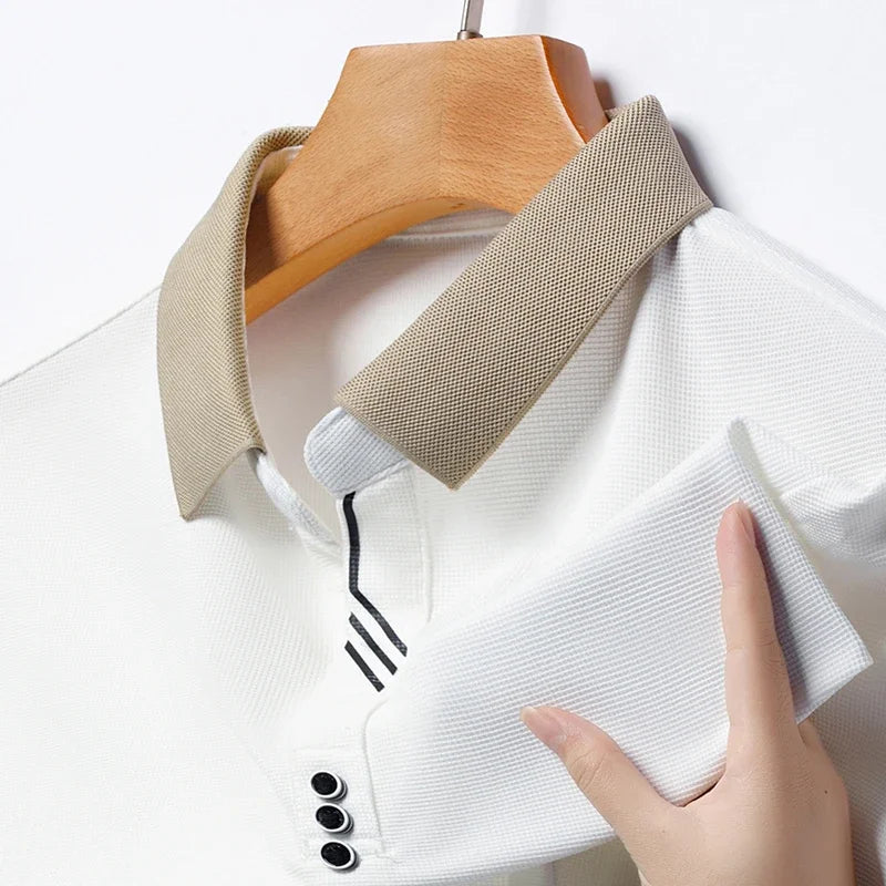 RBB Men's Solid Color Casual Short Sleeve Polo Shirt – Summer Comfortable Top for Business & Leisure