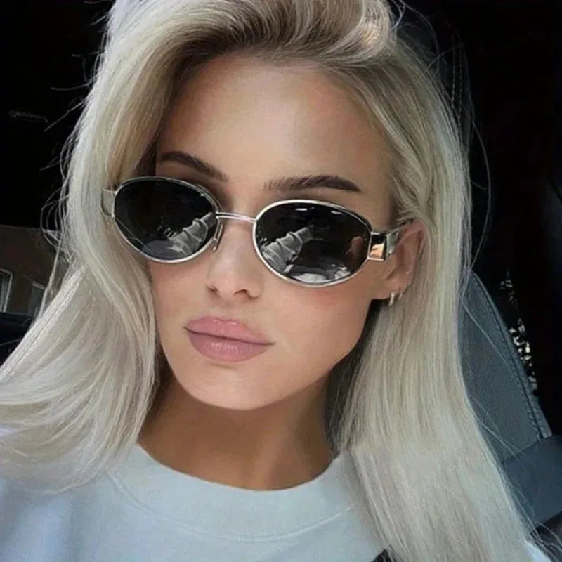 RBB Oval Sunglasses – Unisex Trendy Metal Frame UV Protection Classic Shades