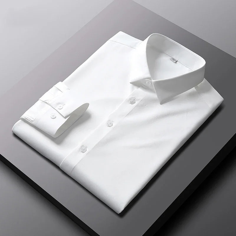 RBB Men's Wrinkle-Resistant Long Sleeve Solid Shirt – Non-Iron Business Casual Top