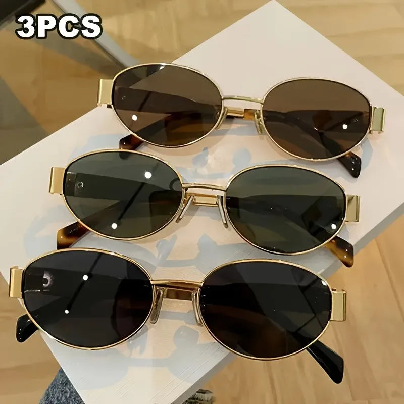 RBB 3-Pack Oval Small Frame Retro Metal Glasses – Unisex Fashion Eyewear