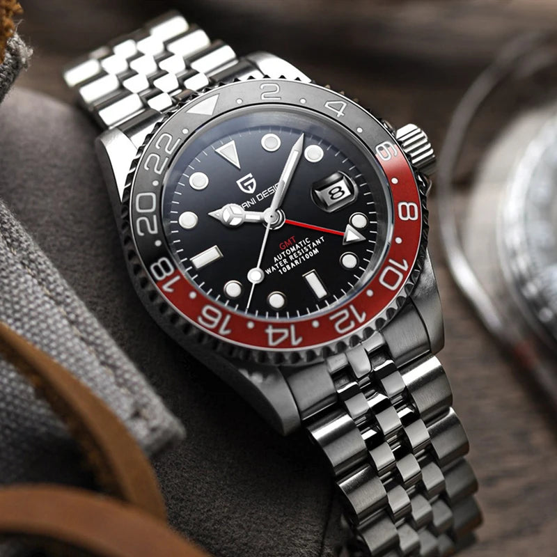 RBB DESIGN V3 Men's GMT Automatic Watch – 40MM Luxury Sapphire Mechanical Stainless Steel Waterproof Timepiece