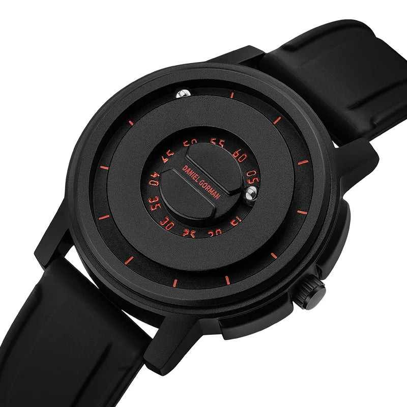 RBB New Men’s Black Stainless Steel Quartz Wristwatch – Magnetic Bead Pointer, Conceptual Dial, Casual Style