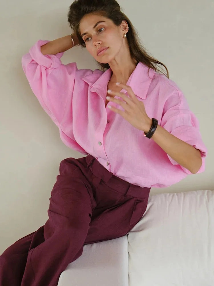 D.Nale K White Women's Shirts Elegant Long Sleeve Loose-Fitting Woman Blouse New Vintage Basic Top Collar Shirt for Women