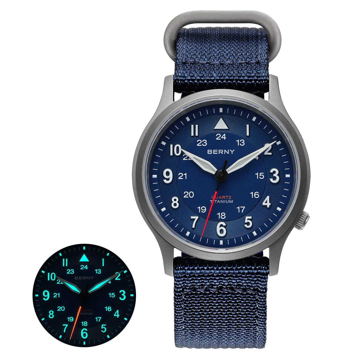 RBB Titanium Field Pilot Watch – Super Luminous Men's Outdoor Quartz Wristwatch with Sapphire Glass (5ATM)