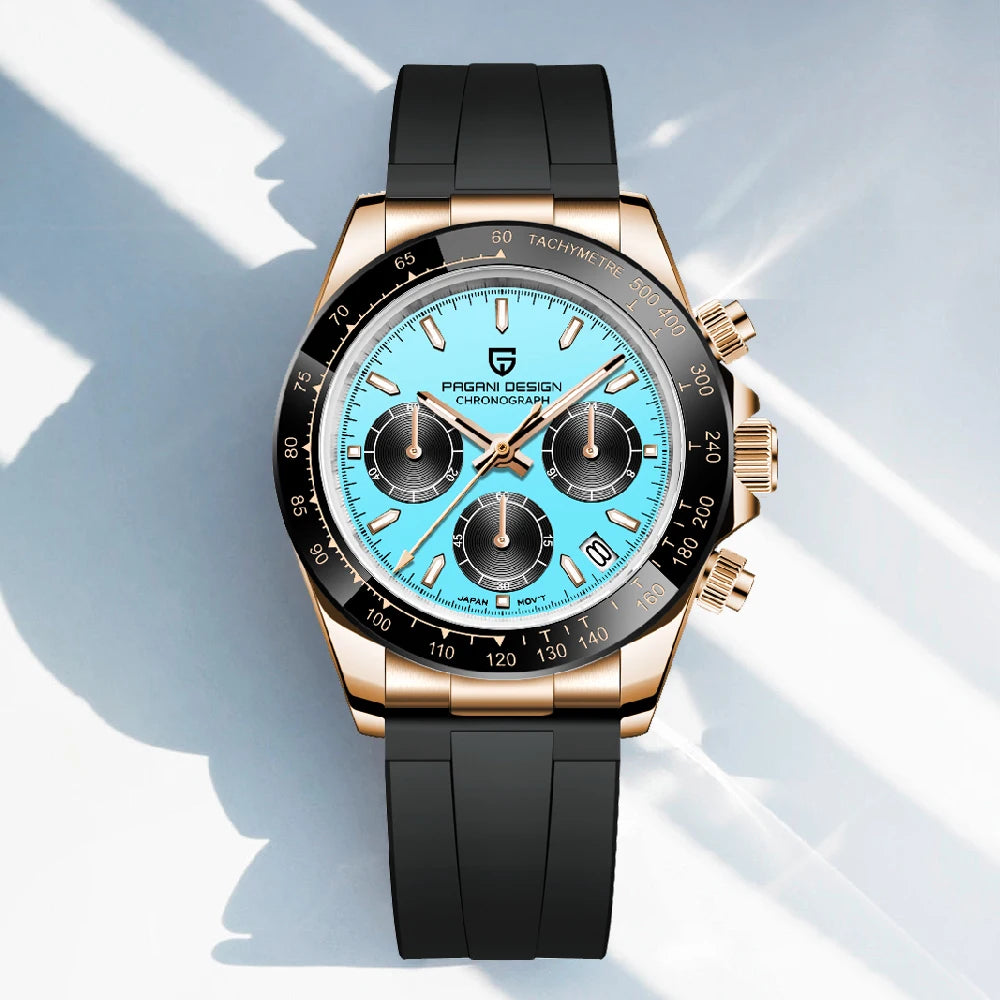 RBB DESIGN 2025 Men’s Luxury Quartz Chronograph Watch – Waterproof 100m Automatic Date Sports Wristwatch