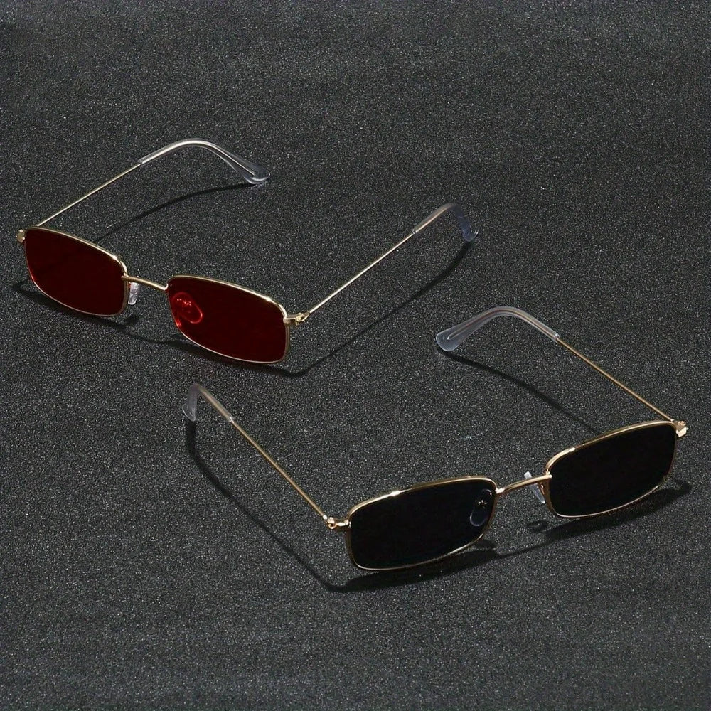 RBB Fashionable Metal Frame Glasses – 2 Pairs (Red & Black Lenses)