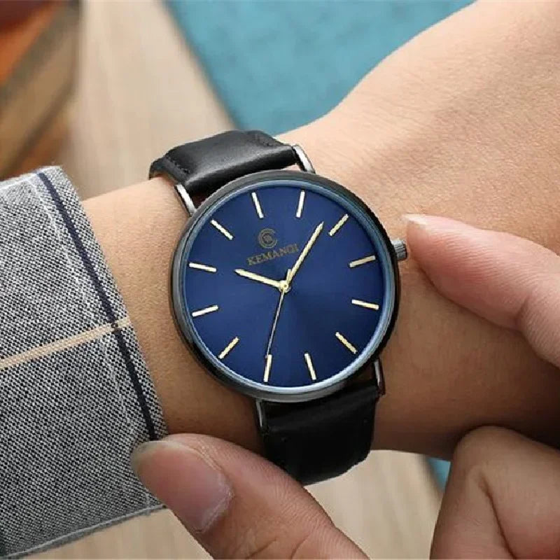 RBB Ultra-Thin Men's Quartz Watch – Minimalist Design, Leather Strap, Business Casual Style