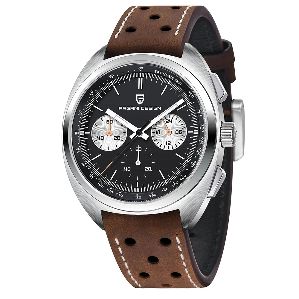 RBB DESIGN 2025 Retro Luxury Chronograph Men's Quartz Watch – VK63 Leather Sport Timepiece