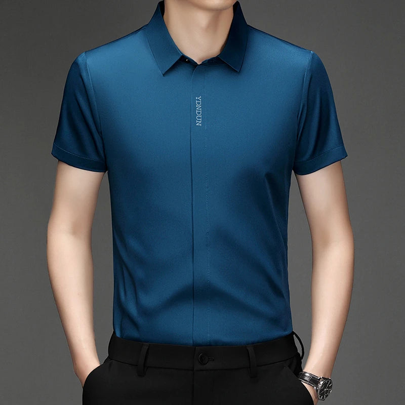 RBB Men’s Business Casual Short Sleeve Shirt – Wrinkle-Resistant Solid Color