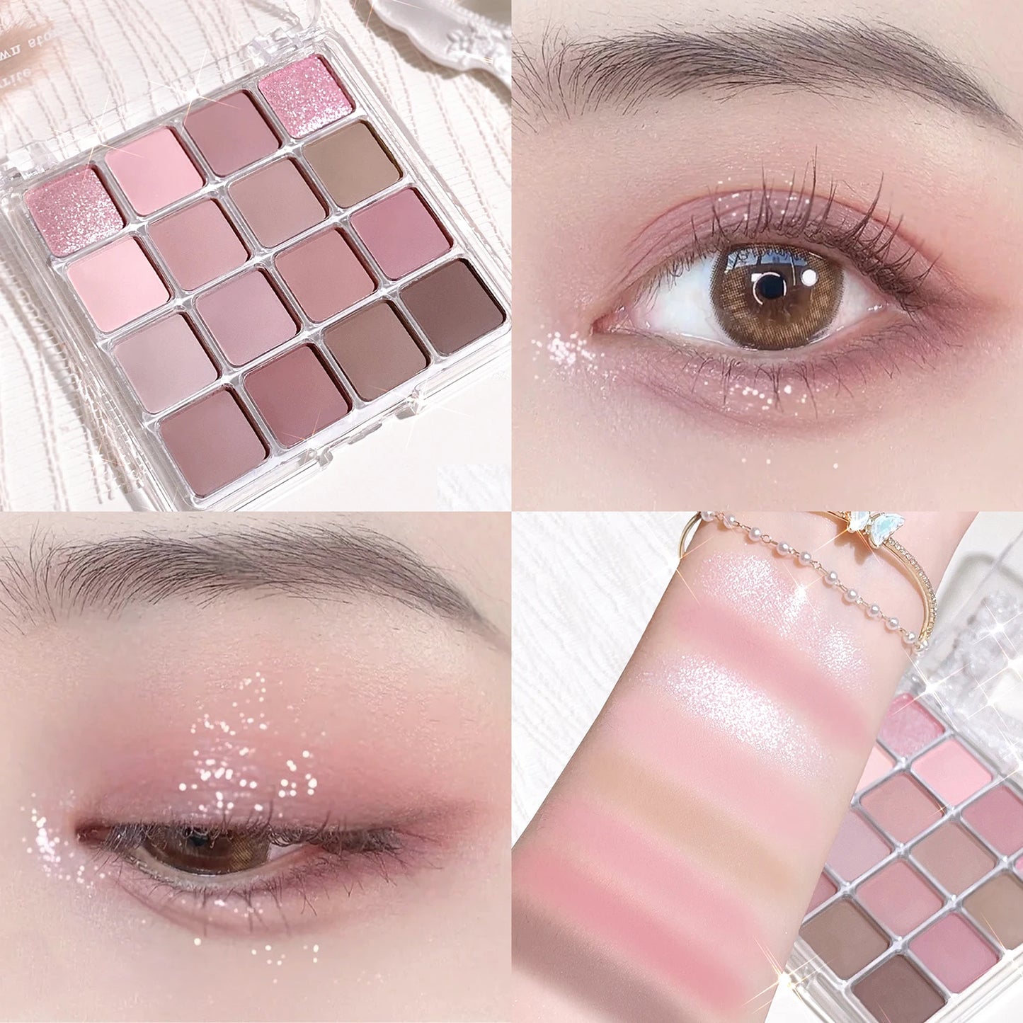 Sixteen-Color Sunset Magic Eye Shadow Palette – Pearlescent & Matte Earth Tones | Korean Makeup Essentials