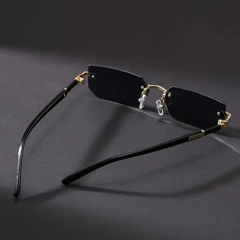 RBB Rimless Rectangle Sunglasses – Unisex Small Square Fashion Shades for Beach, Vacation & Travel