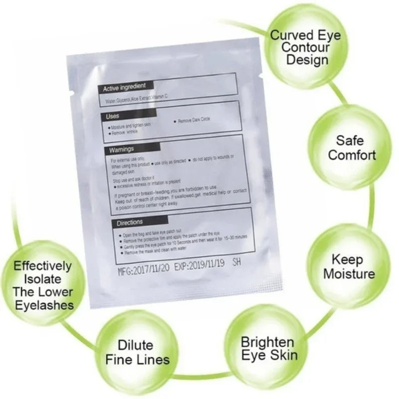 100 Pairs Under Eye Gel Patches for Eyelash Extensions – Lint-Free, Adhesive Lash Extension Supplies