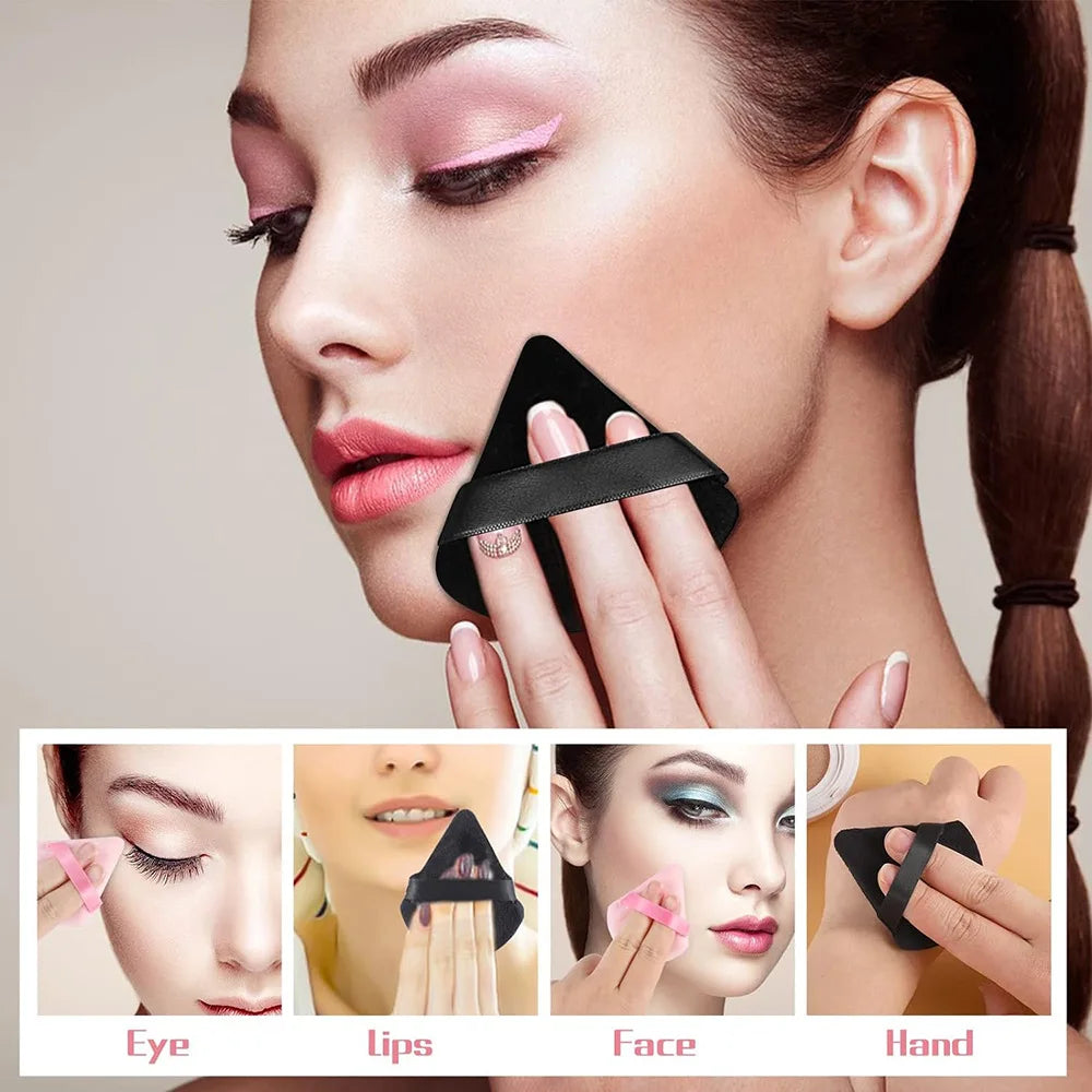 1/2/3/6Pcs Triangle Velvet Powder Puff – Reusable & Washable Makeup Sponges for Face & Eye