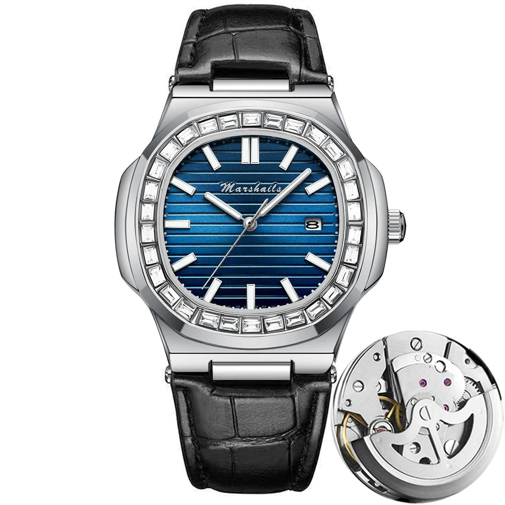 RBB Men's Luxury Business Sports Watch 2024 – Shell Hollow Design Quartz Steel Wristwatch