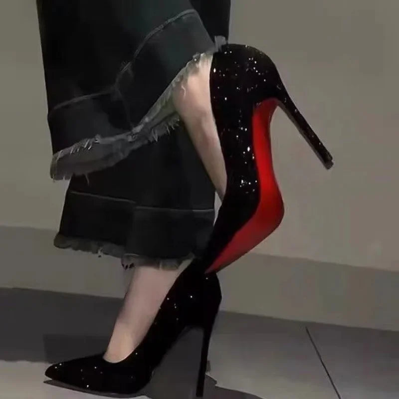 RBB 2024 Large Size Stiletto High Heels for Women – Glitter Sequin Party Pumps | Sexy Fashion Banquet Shoes | Professional Single Heels