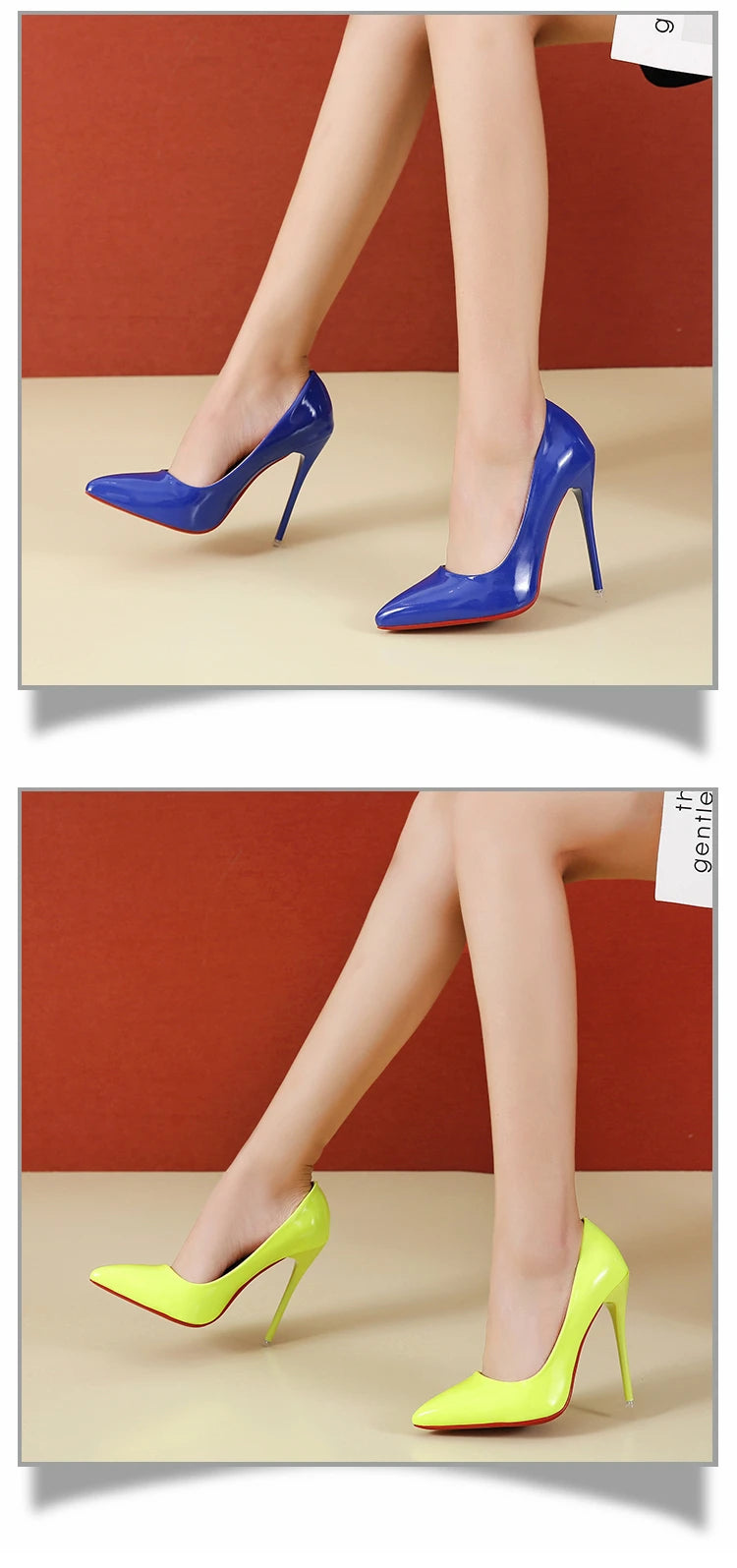 RBB 12cm Colorful Patent Leather Stiletto Pumps - Women's Size 45