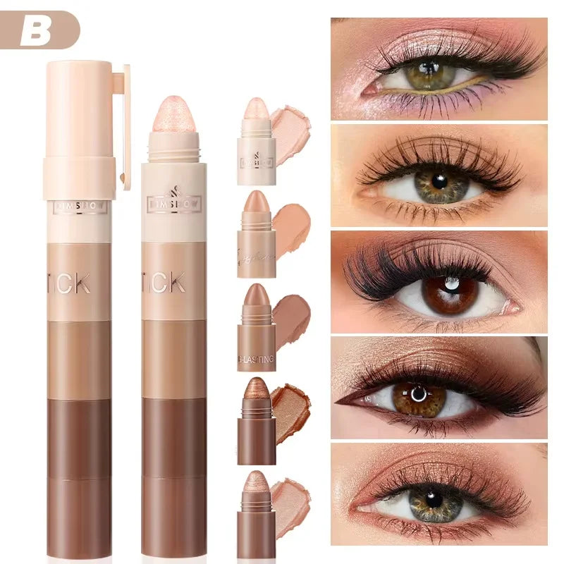 5-Color Matte & Pearlescent Eyeshadow Stick – Waterproof, Anti-Smudging & Portable