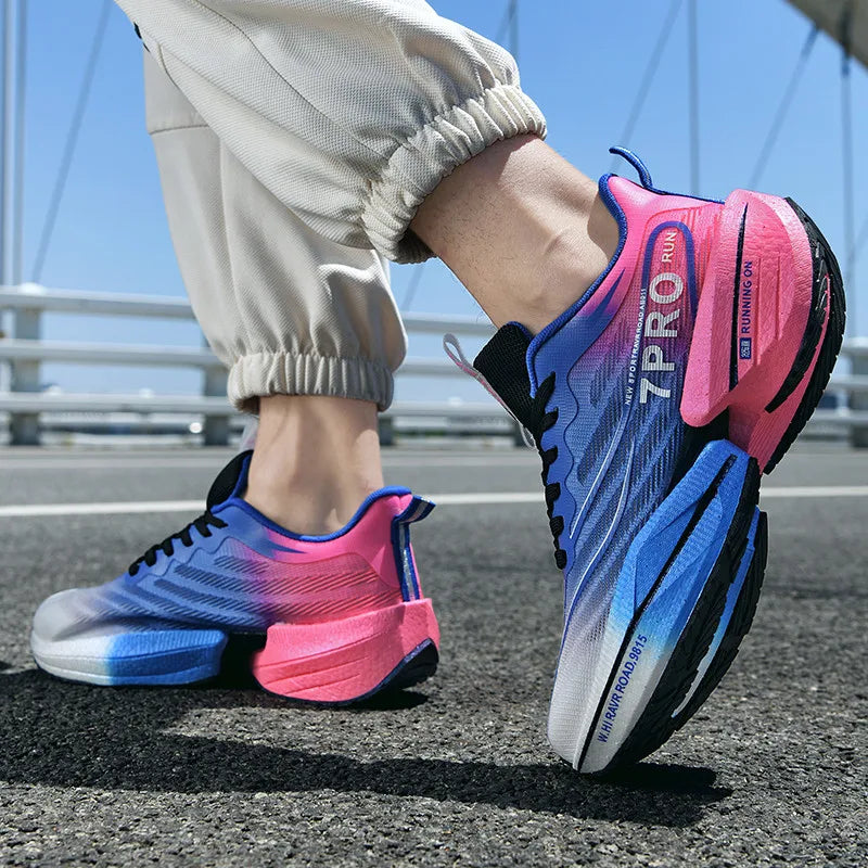 RBB New Men’s Carbon Plate Sneakers – Lightweight, Soft Sole, Mesh Sports Running & Casual Tennis Shoes – Outdoor Anti-Slip Couple Design