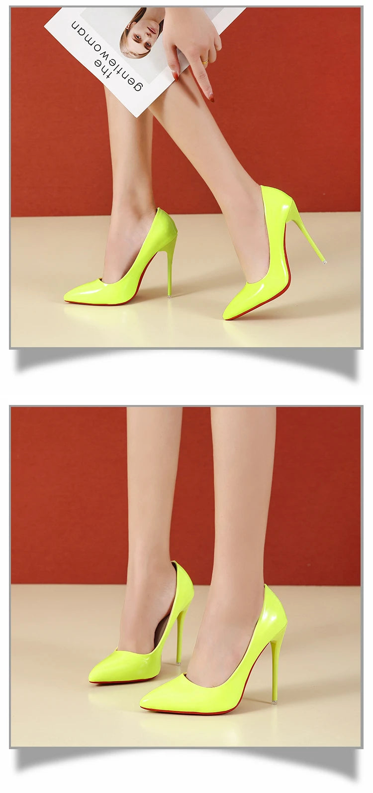 RBB 12cm Colorful Patent Leather Stiletto Pumps - Women's Size 45