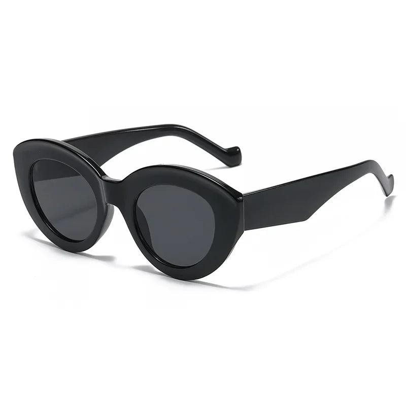 RBB Oversized Cat Eye Sunglasses – Green Striped Retro UV400 Shades