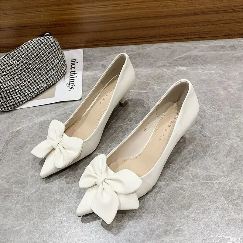 RBB With Heel Sexy Shoes for Women Moccasins Black Y2K Vacation Summer 2025 Chic and Elegant High Quality Slip-On Pumps - Size 39