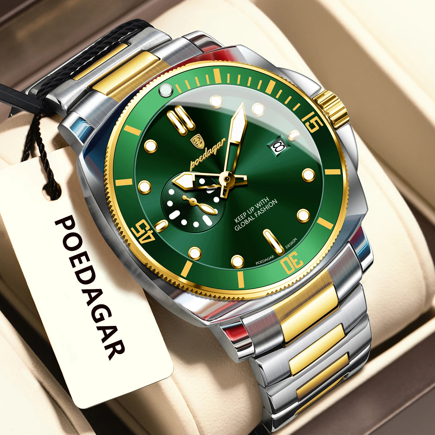 RBB Luxury Men's Quartz Watch – Stainless Steel, Waterproof, Luminous, Date Display, Business Style
