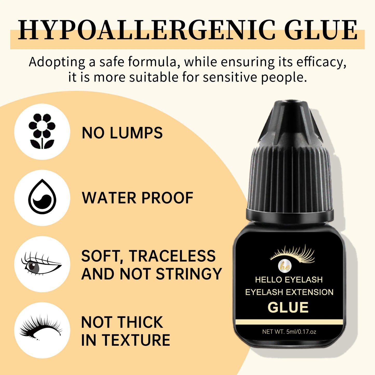 5ml DIY Eyelash Extension Glue – Fast-Drying, Strong Hold, Low Odor (7–14 Days Retention)