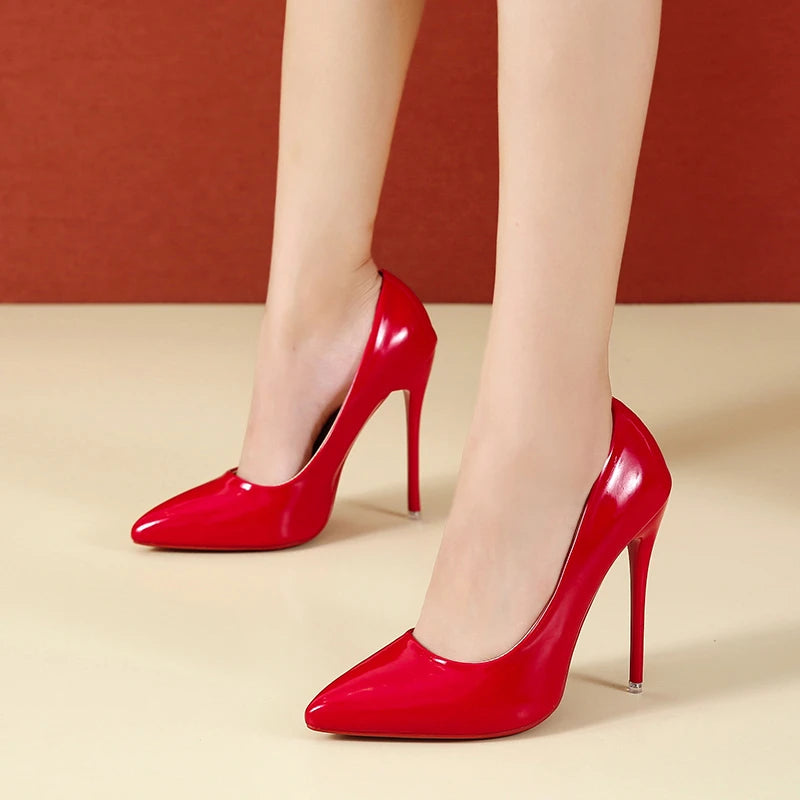 RBB 12cm Colorful Patent Leather Stiletto Pumps - Women's Size 45