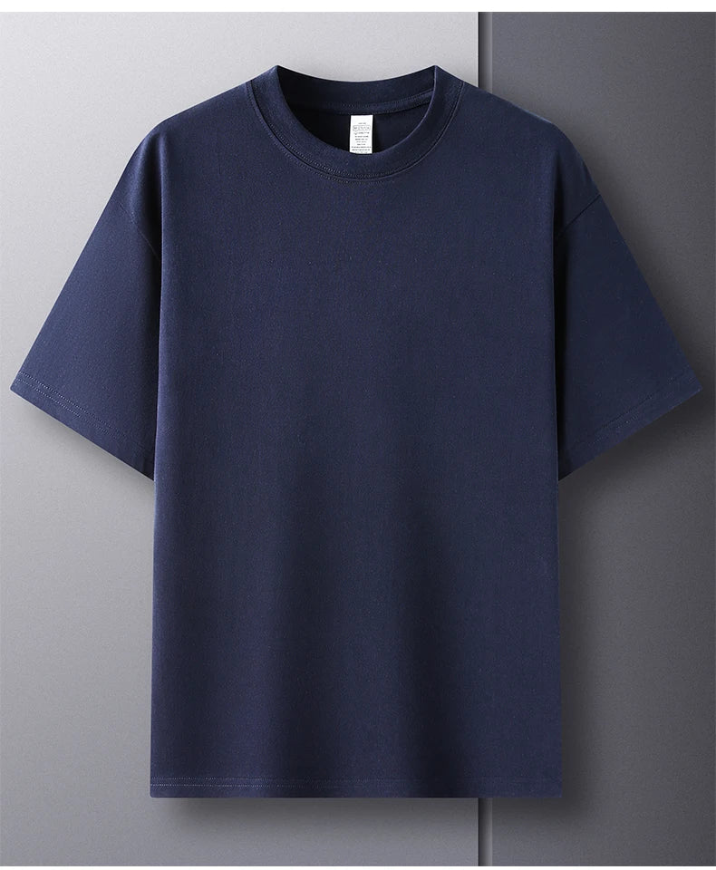RBB Men’s 100% Pure Cotton Summer T-Shirt – High-End Fashionable Short Sleeve Round Neck, Breathable Half Sleeve Top
