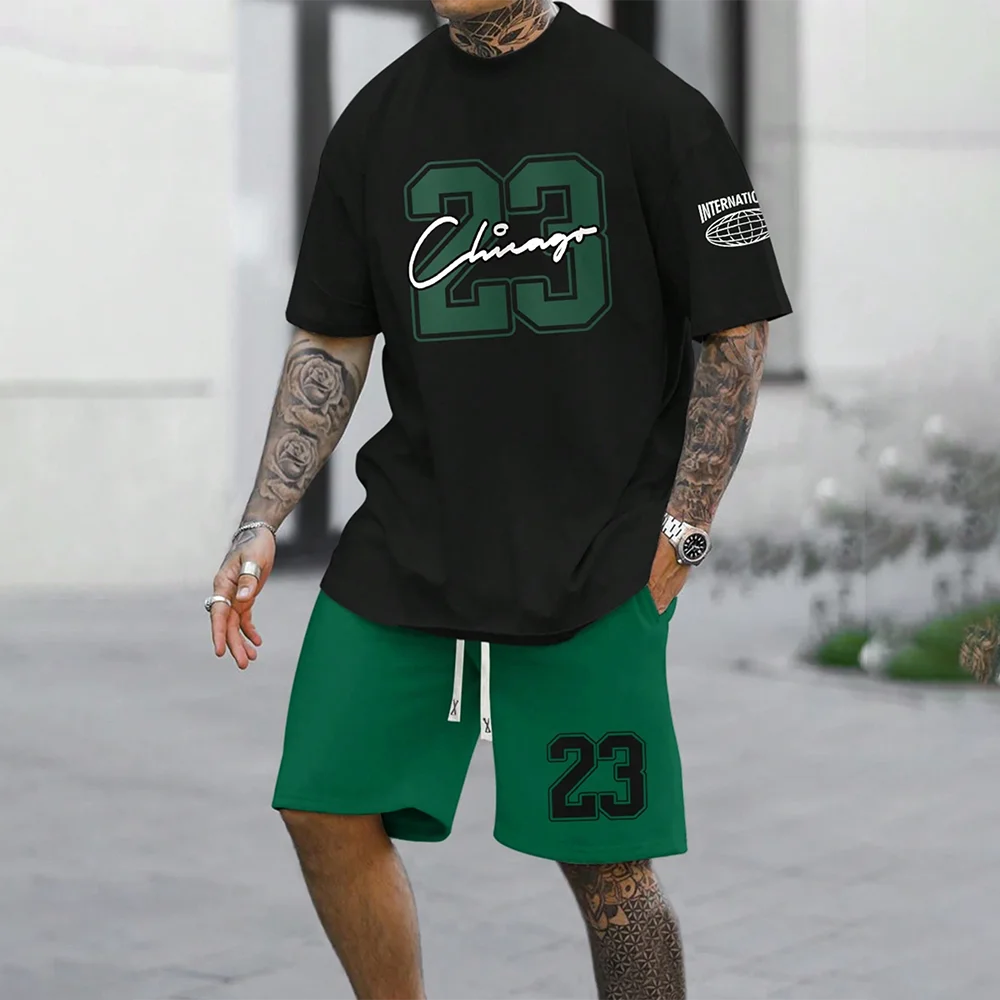 RBB 2024 New Fashion 3D Printed Men’s Oversized Short Sleeve Shorts Suit – Summer Casual Sportswear