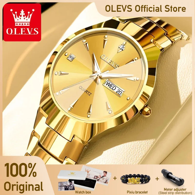 RBB Men’s Luxury Quartz Watch – Tungsten Steel Case & Strap, Luminous, Date & Week Display, Waterproof
