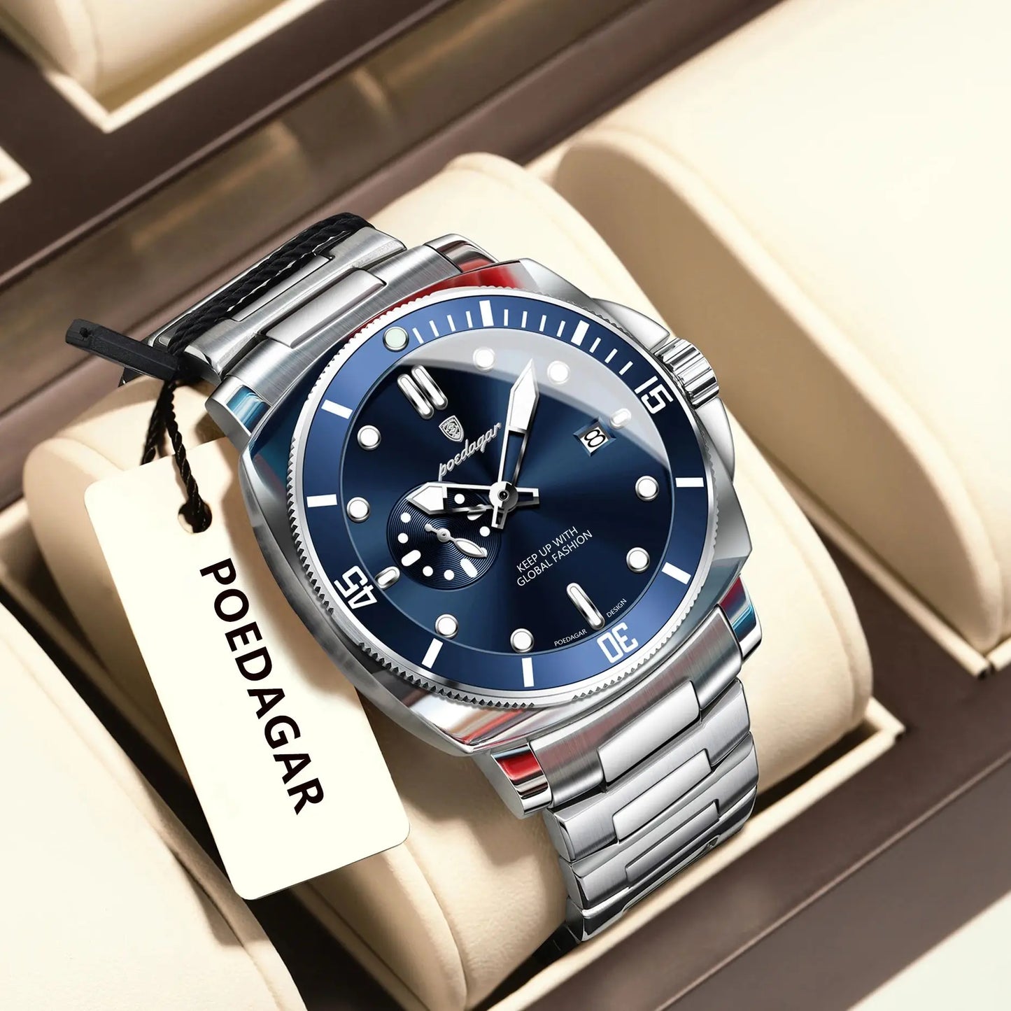 RBB Luxury Men's Quartz Watch – Stainless Steel, Waterproof, Luminous, Date Display, Business Style