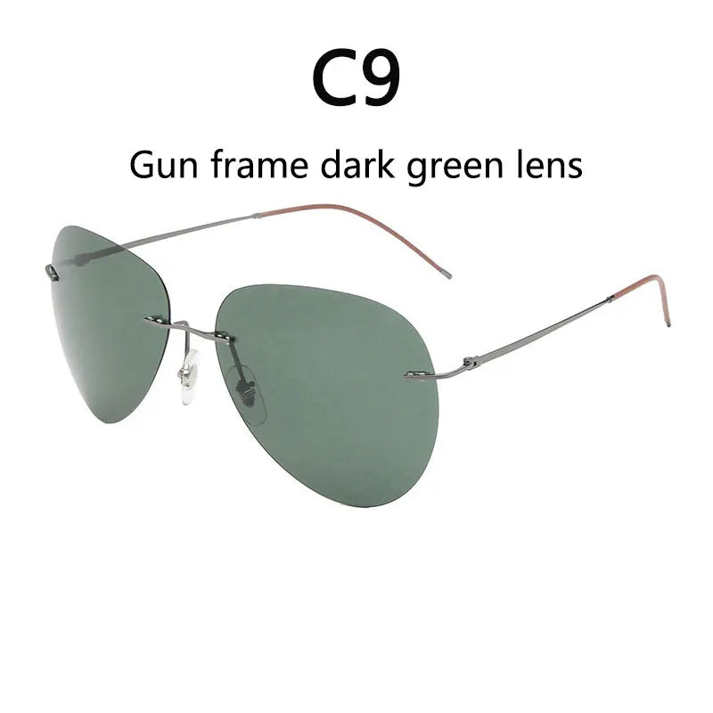 RBB Ultra-Light Frameless Photochromic Sunglasses | Polarized Titanium Goggles for Day & Night Driving & Fishing