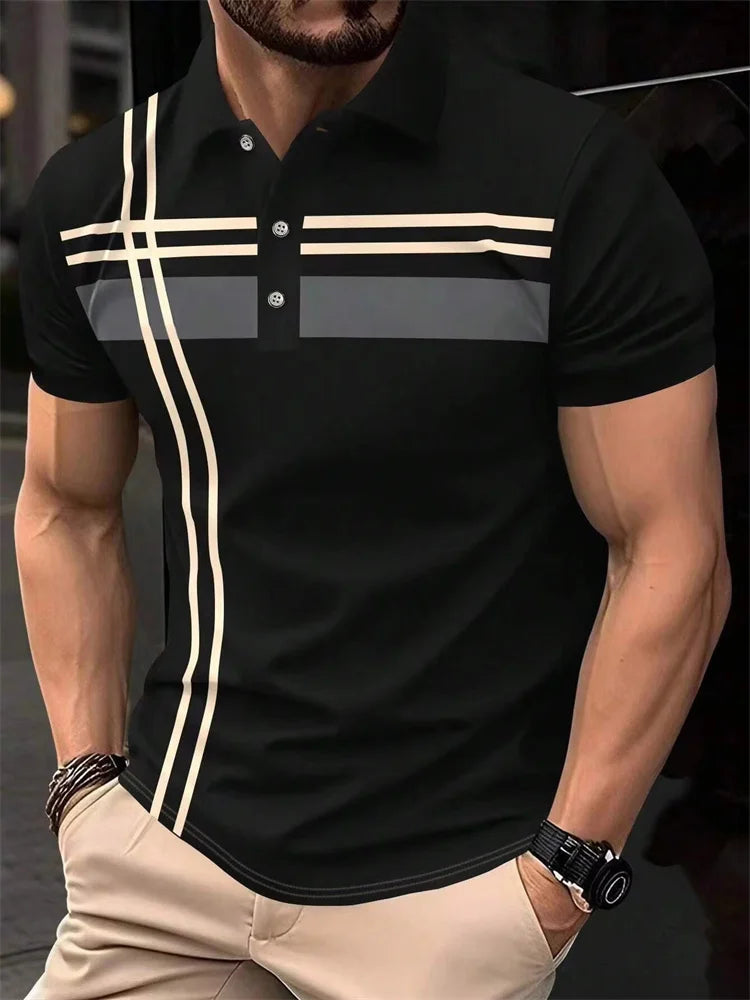 RBB 2025 Men’s Classic Short Sleeve Polo Shirt – Summer Casual Button Lapel Tee, Super Large S-3XL