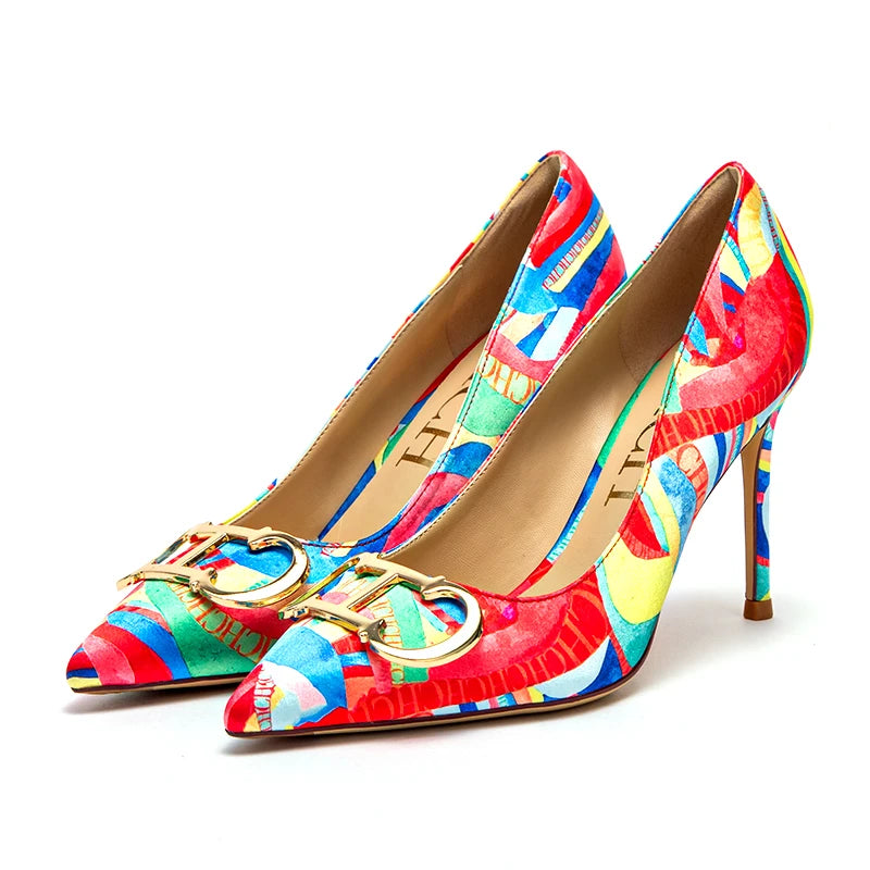 RBB Women’s 9cm High Heels – Pointed Toe with Metal Buckle