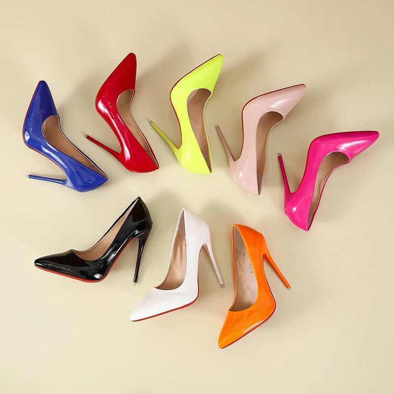 RBB 12cm Colorful Patent Leather Stiletto Pumps - Women's Size 45