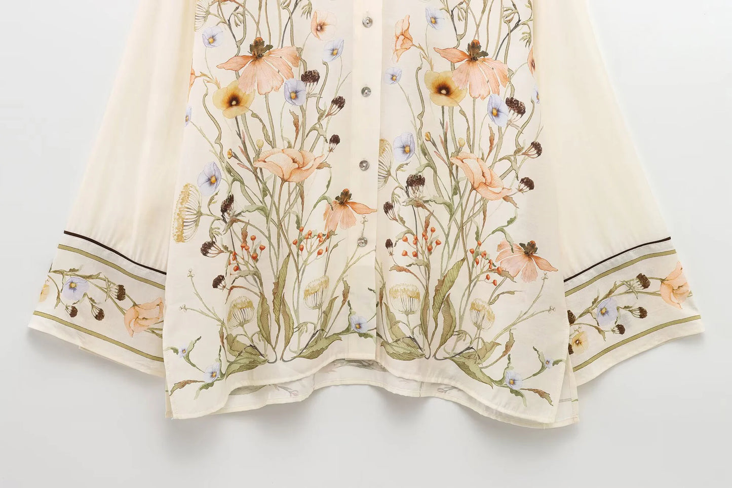 European And American 2025 Spring And Summer New Women's Casual Style Simple Flower Printed Shirt