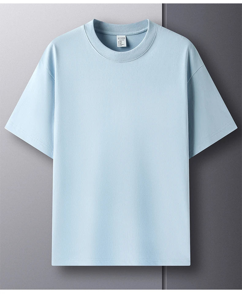 RBB Men’s 100% Pure Cotton Summer T-Shirt – High-End Fashionable Short Sleeve Round Neck, Breathable Half Sleeve Top