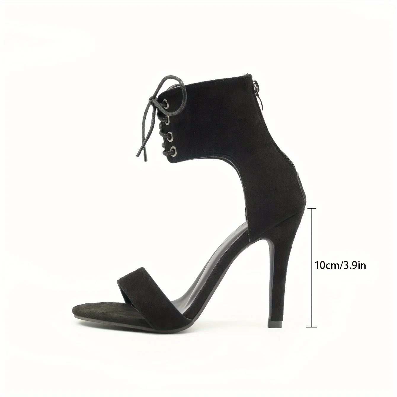 RBB 2024 Women’s Open Toe Lace Cross Sandals – Side Zipper Thin Heels