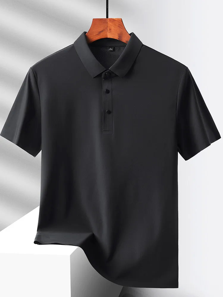 Men's Summer Quick-Dry Ice Silk Short Sleeve T-Shirt — Lightweight Nylon Fabric, Middle-Aged Casual Dad Tee
